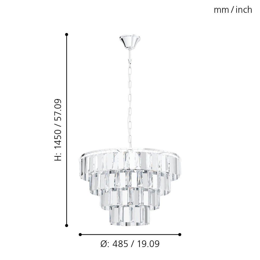 Eglo Erseka Visilica - Krom/Kristal, E14, Promjer 485 mm slika 3