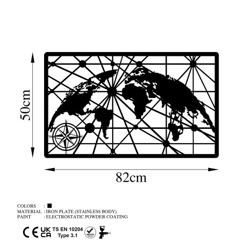 Wallity Metalna zidna dekoracija, World Map 8-M slika 6