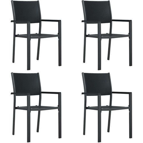 Vrtne stolice 4 kom crne plastične s izgledom ratana slika 22