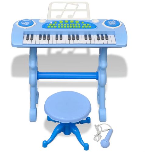 Plava dječja klavijatura s 37 tipki, stolicom i mikrofonom slika 38