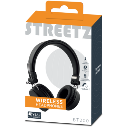 STREETZ Slušalice BT200 Naglavne Sklopive Bluetooth, 3.5 mm utor, CRNE slika 2