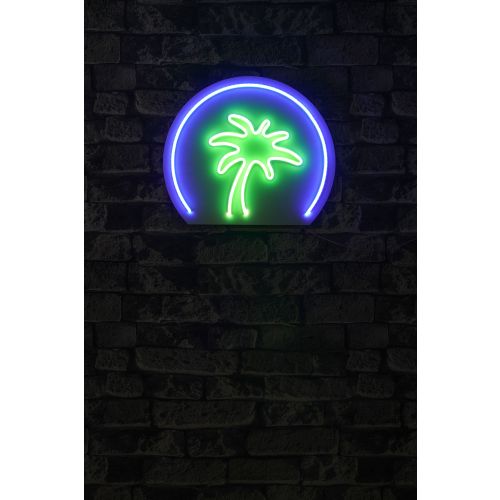 Wallity Ukrasna plastična LED rasvjeta, Palm Tree - Blue, Green slika 2