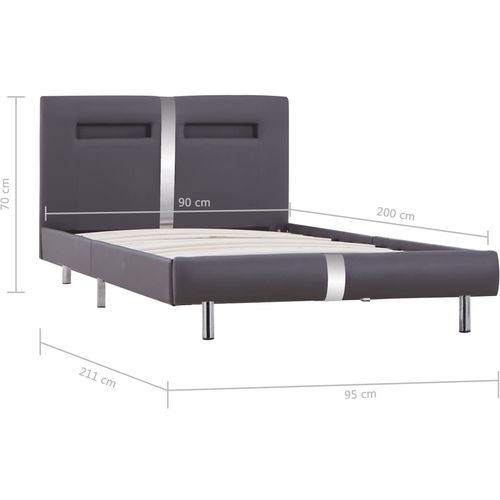 Okvir za krevet od umjetne kože s LED svjetlom sivi 90 x 200 cm slika 48