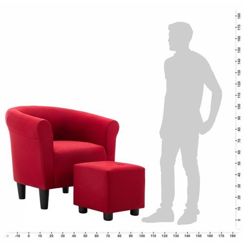 2-dijelni set fotelje i taburea od tkanine crvena boja vina slika 33