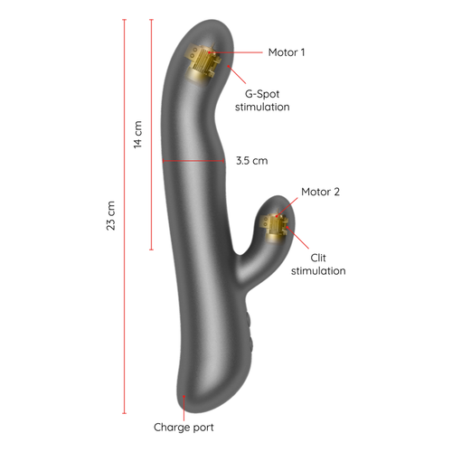 Oninder Rabbit &amp; Rotation Vibrator App Controlled - Crna slika 5