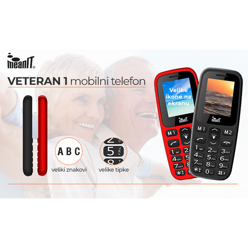 MeanIT Mobilni telefon, 1.77" zaslon, Dual SIM, BT, SOS tipka - VETERAN I MOBILNI TELEFON-CRVENI slika 2
