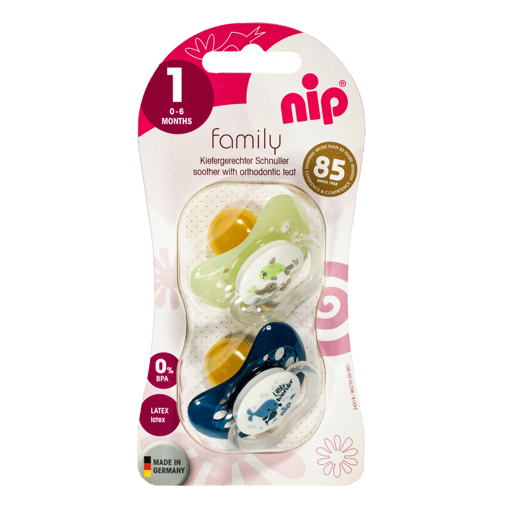 nip® Duda varalica Family 0-6mj (veličina 1) - Latex, 2kom Plava, Zelena slika 3