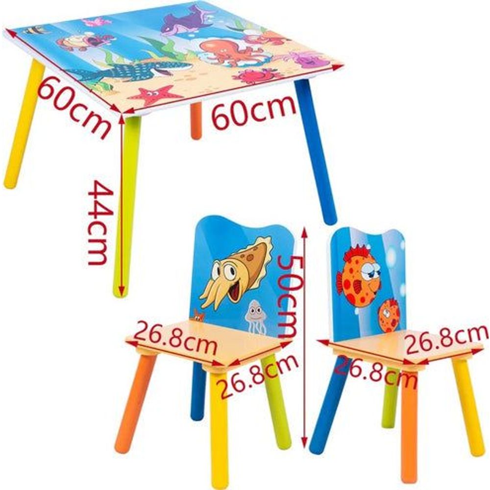 Kinder Home Dječiji drveni sto sa dvije stolice Sea Adventure slika 12