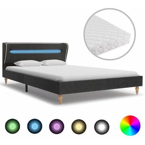 Krevet od jute s LED svjetlom i madracem tamnosivi 140 x 200 cm slika 18