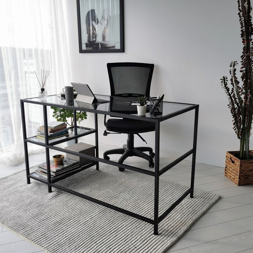 Master Radni Stol M101F Black - 130x60cm sa Staklenom Pločom slika 1