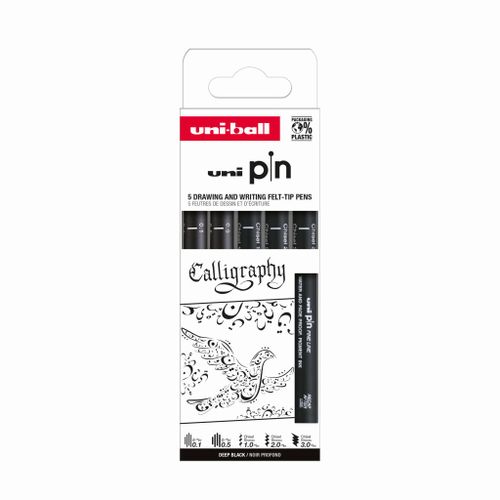 Marker Uni pin set 0,1mm/0,5mm/CS1/CS2/CS3 crni Calligraphy 5/1 slika 1