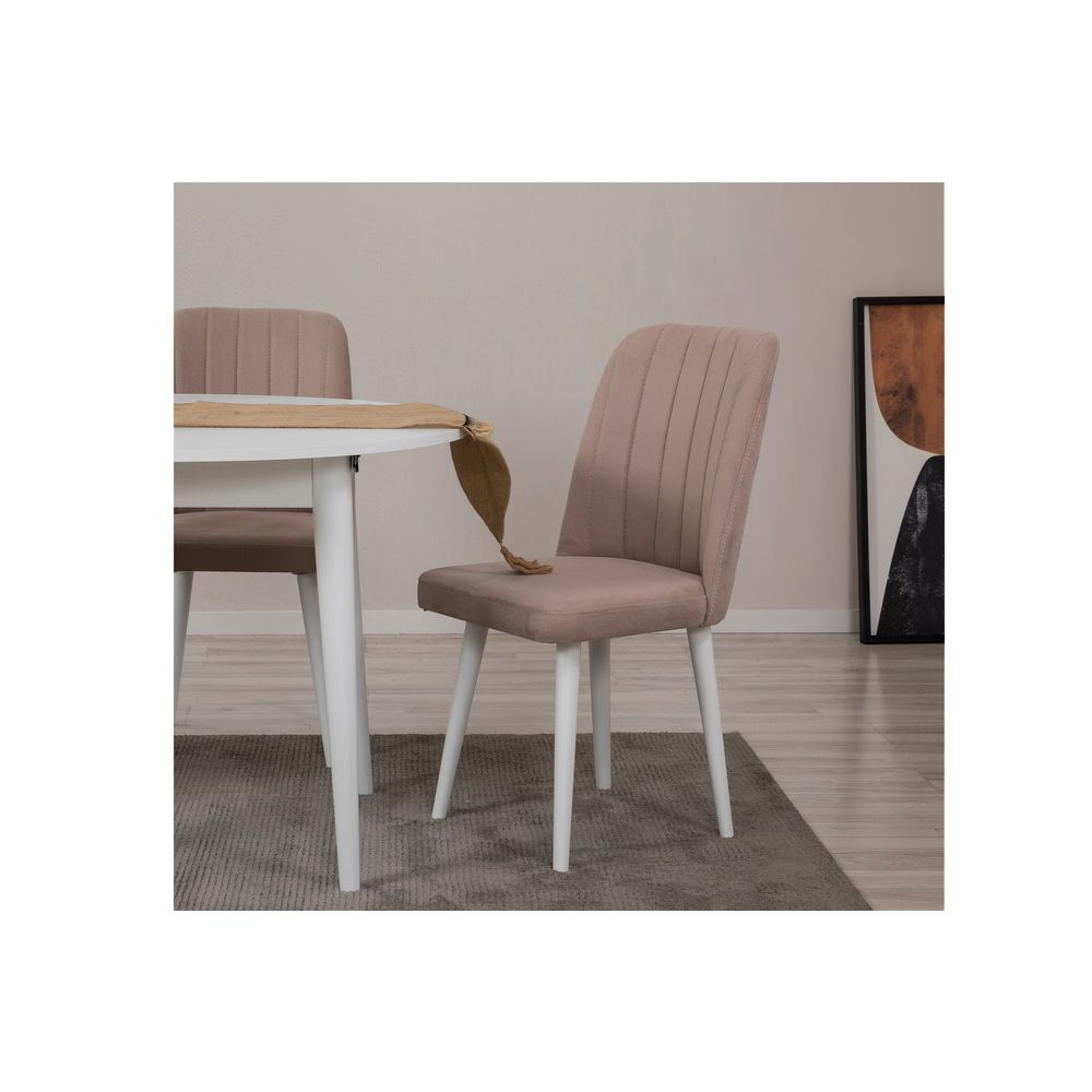 Vina 0900 - Bijeli, Stone White Stone Produživi Trpezarijski Sto i Set Stolica (5 Komada) slika 4