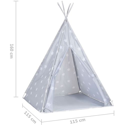 Dječji šator tipi od poliestera s torbom sivi 115x115x160 cm slika 8