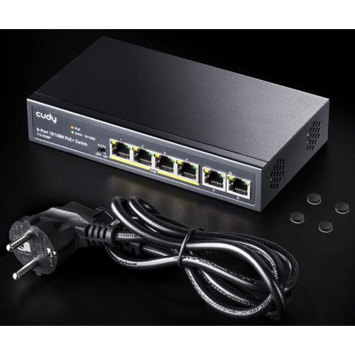 Cudy FS1006P 6-Port 10/100M PoE+ Switch, 60W internal max 32W/PoE, UPLINK, 250m (alt.PFS3006-4ET-60) slika 4