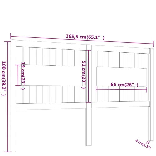 Uzglavlje za krevet boja meda 165,5x4x100 cm masivna borovina slika 6