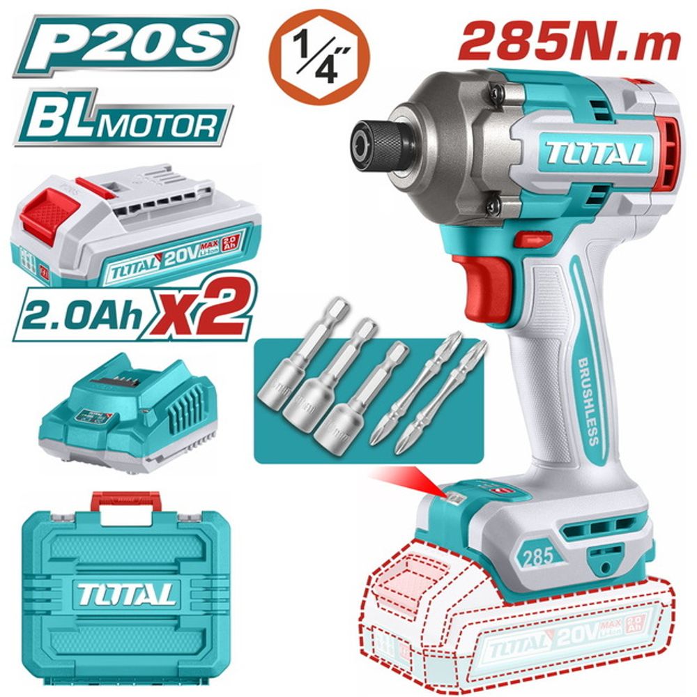 TOTAL aku udarni odvijač 20V, 2Ah / 285Nm slika 1