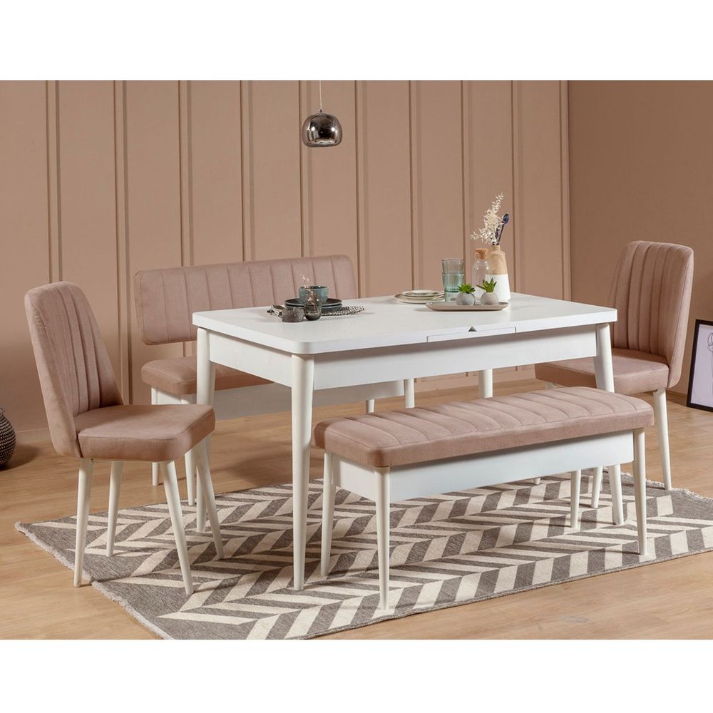 Vina White Stone Set za Trpezariju sa Produžnim Stolom i Stolicama (5 Komada) slika 1