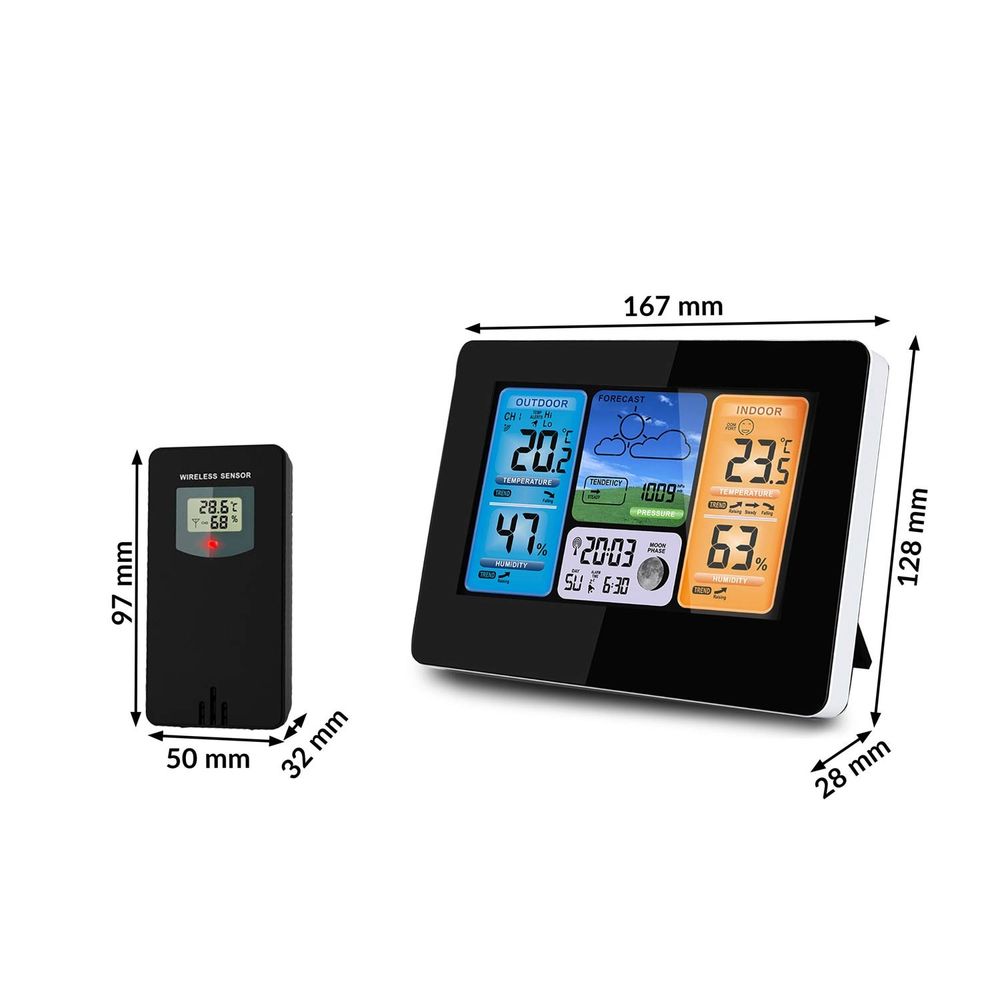 Meteorološka stanica s zaslonom BD-902 crna slika 4