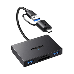 USB HUB UGREEN, USB 3.0/USB-C na 2x USB 3.0, TF/SD, crni