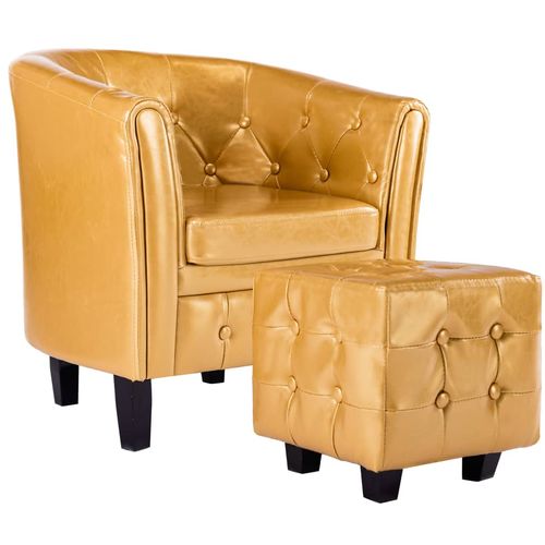 Fotelja od umjetne kože s osloncem za noge zlatna slika 20