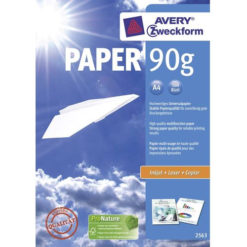 Avery-Zweckform PAPER Inkjet + Laser 2563  univerzalni papir za pisače i kopiranje DIN A4 90 g/m² 500 list bijela slika 1