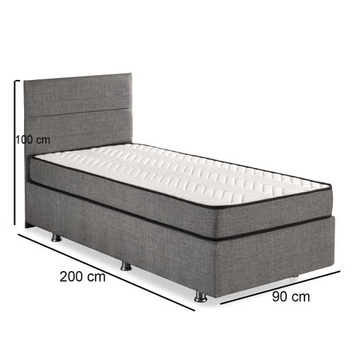 Woody Fashion Osnova i uzglavlje kreveta za jednu osobu, Sivo, Silver - Grey (90 x 200) slika 4