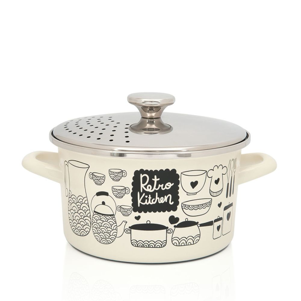 Metalac Šerpa Retro kitchen duboka sa inox poklopcem 20 cm / 4 l slika 1