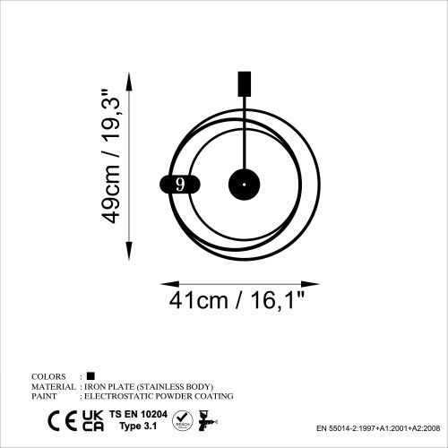 Wallity Ukrasni metalni zidni sat, Decorative slika 6