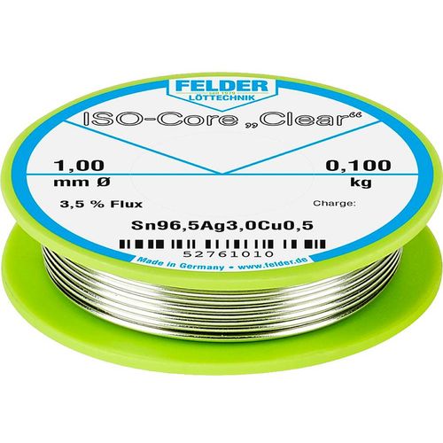 Felder Löttechnik ISO-Core ''Clear'' SAC305 lemna žica svitak  Sn96,5Ag3Cu0,5  0.100 kg 1 mm slika 1