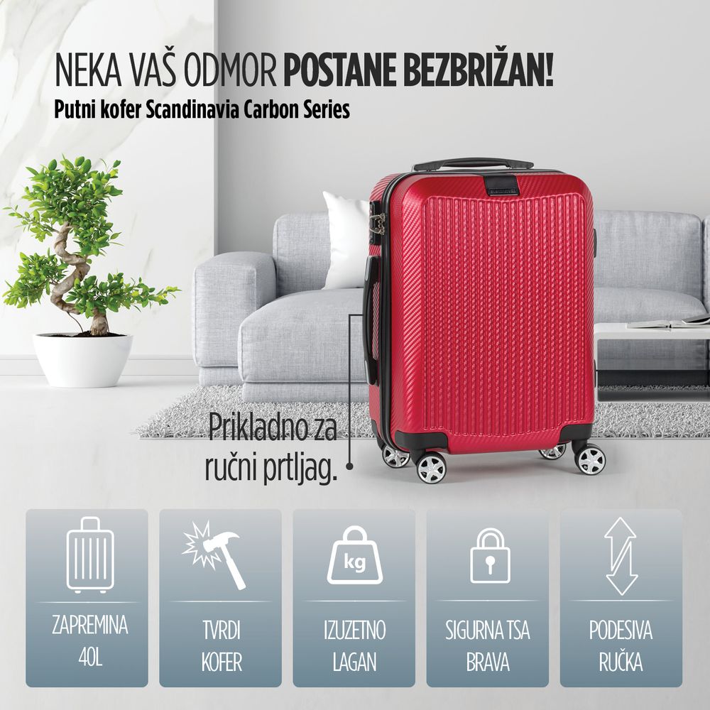Scandinavia kofer 40 l, Carbon serija, crveni slika 9