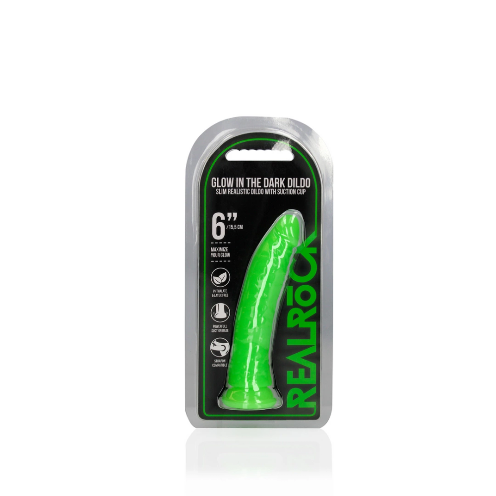 RealRock by Shots Tanki realistični dildo s vakuumskom čašicom - Sjaj u tami - 6'' / 15,5 cm slika 2