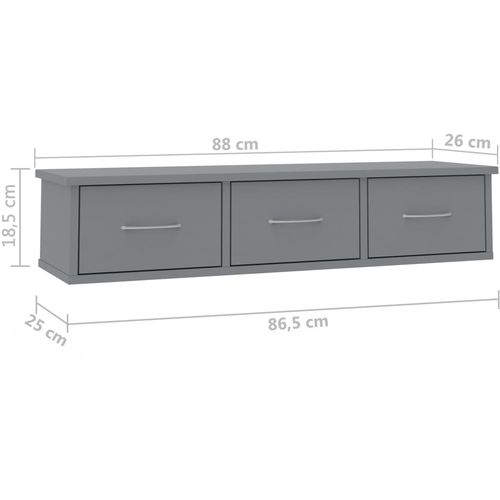 Zidna polica s ladicama siva 88x26x18,5 cm od iverice slika 26