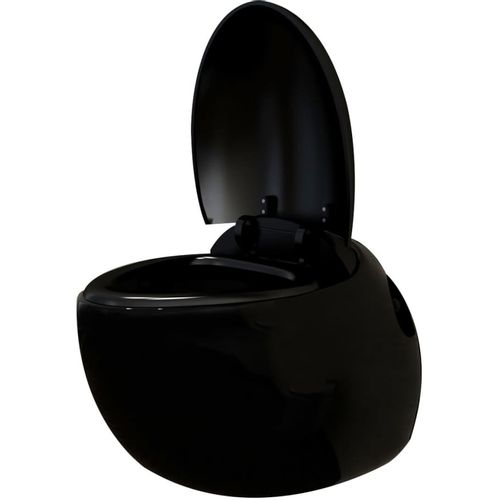 Viseća Toaletna Školjka Oblik Jaje sa Podžbuknim Vodokotlićem Crna slika 32
