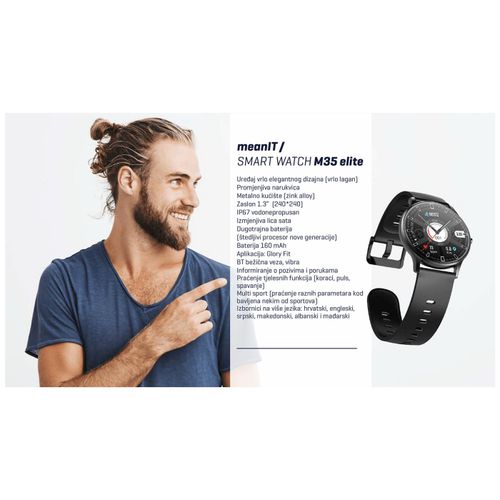 MeanIT Pametni sat, 1.3" ekran, multi sport, Bluetooth - M35 Elite slika 5