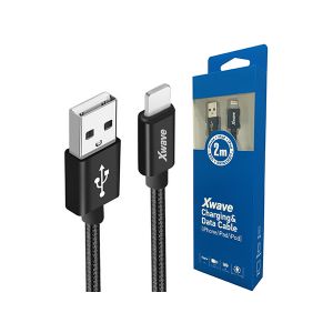 Xwave Kabl USB IPHONE 2M 3A,lightning aluminium,upleteni black