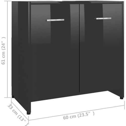 Kupaonski ormarić visoki sjaj crni 60 x 33 x 61 cm od iverice slika 35