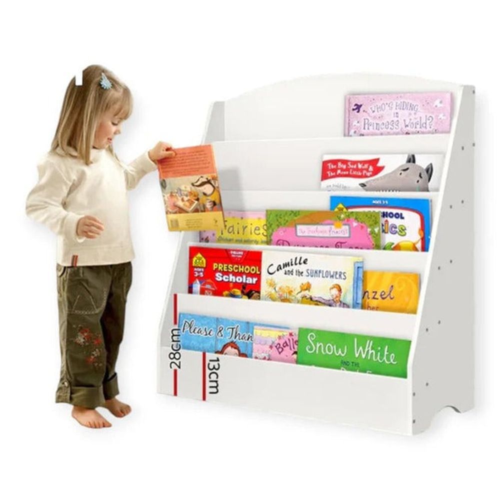 Kinder Home Drvena dječija polica za knjige, Bijela slika 5