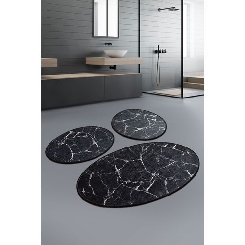 Colourful Cotton Kupaonski tepih MARBLEL crni set 3 komada, Marble - Black slika 1