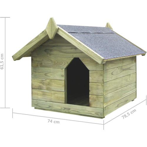 Vrtna kućica za pse od impregnirane borovine s pomičnim krovom slika 5