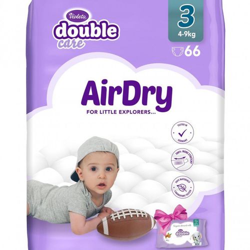 Violeta Pelene Double Care 3 Midi 4-9kg, 66 kom slika 1