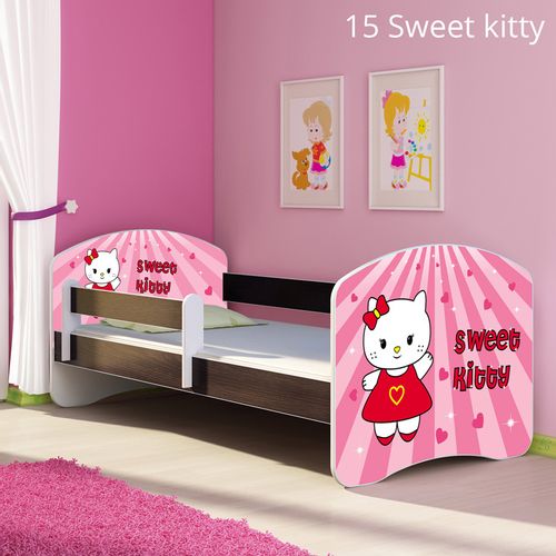 Dječji krevet ACMA s motivom, bočna wenge 180x80 cm 15-sweet-kitty slika 1