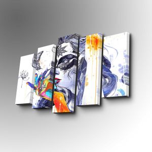 5Pabswc-03 Multicolor Decorative Canvas Painting (5 Pieces)