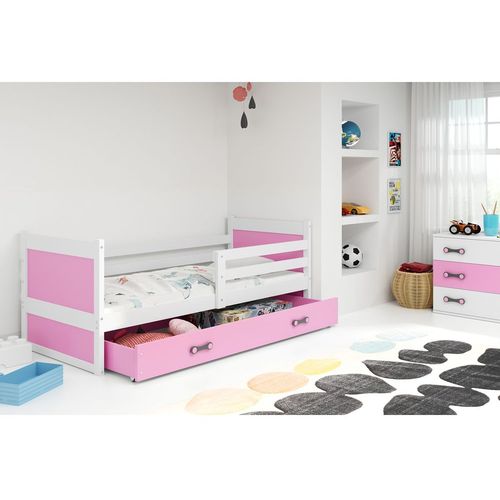 Drveni dečiji krevet Rico - belo - rozi - 200x90 cm slika 1