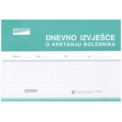 III-30 DNEVNO IZVJEŠĆE O KRETANJU BOLESNIKA; Blok 2 x 50 listova, 21 x 14,8 cm slika 1