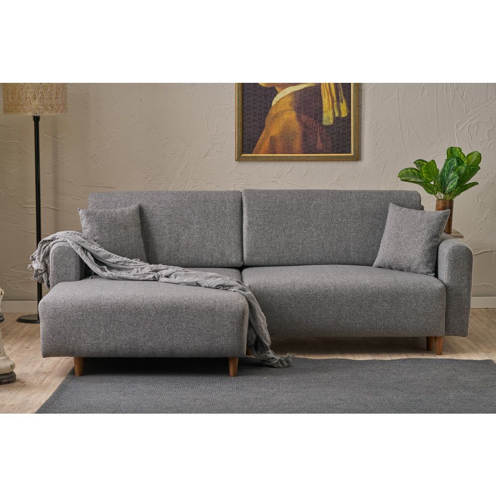 Mane Left - Sivi Sivi Kutni Sofa-Krevet slika 2