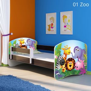 Dječji krevet ACMA s motivom, bočna wenge 140x70 cm 01-zoo