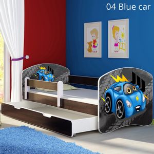 Dječji krevet ACMA s motivom, bočna wenge + ladica 160x80 cm 04-blue-car