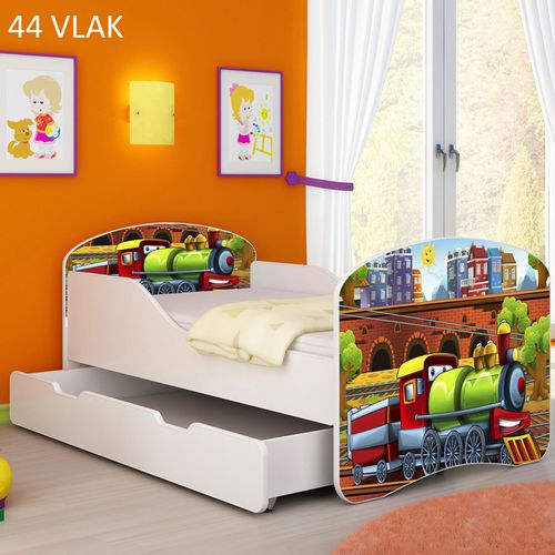 Dječji krevet ACMA s motivom + ladica 140x70 cm 44-vlak slika 1