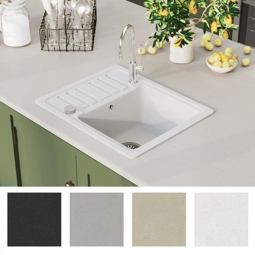 Granitni kuhinjski sudoper s jednom kadicom bijeli slika 16