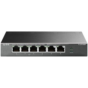 Switch TP-Link TL-SF1006P, 4-port 10/100Mbps Unmanaged PoE+ Switch with 2 10/100Mbps uplink ports, PoE power supply
